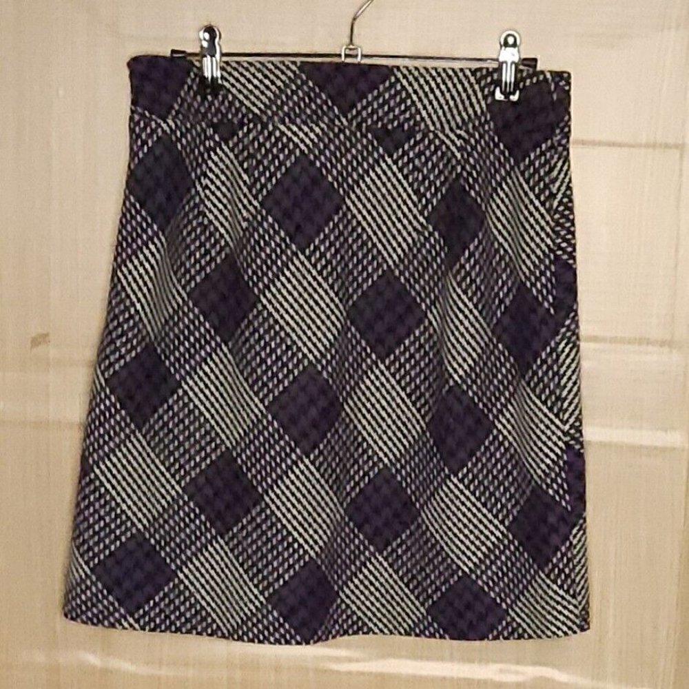 Loft Purple Black Wool Blend Tweed Mini Skirt 0